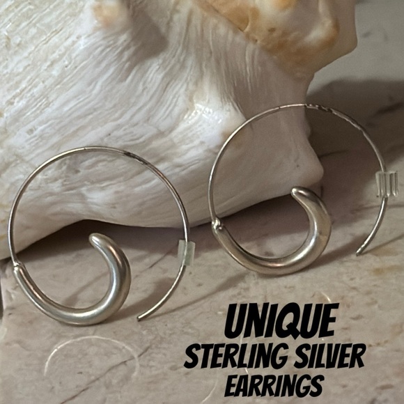 Unique Sterling Silver Hoop Earrings-Gently Used Condition - Picture 1 of 7
